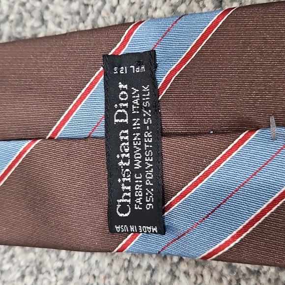 Christian Dior Men's Brown and Blue Tie - Picture 4 of 5
